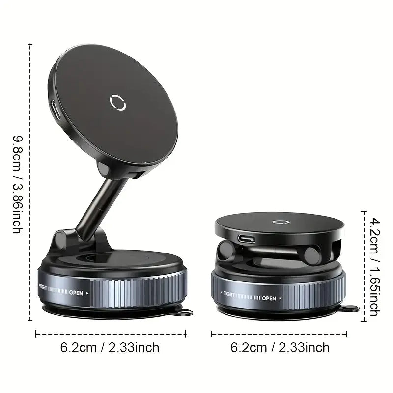 15W Wireless Charge 360 Degree Rotatable Vacum Car Holdermagnetic