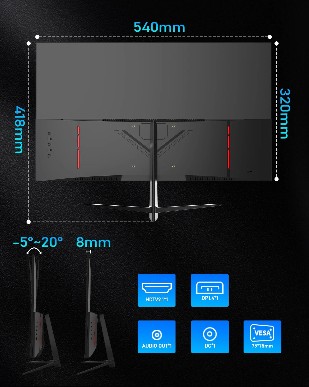 FYHXele 24" 180Hz FHD Gaming Monitor