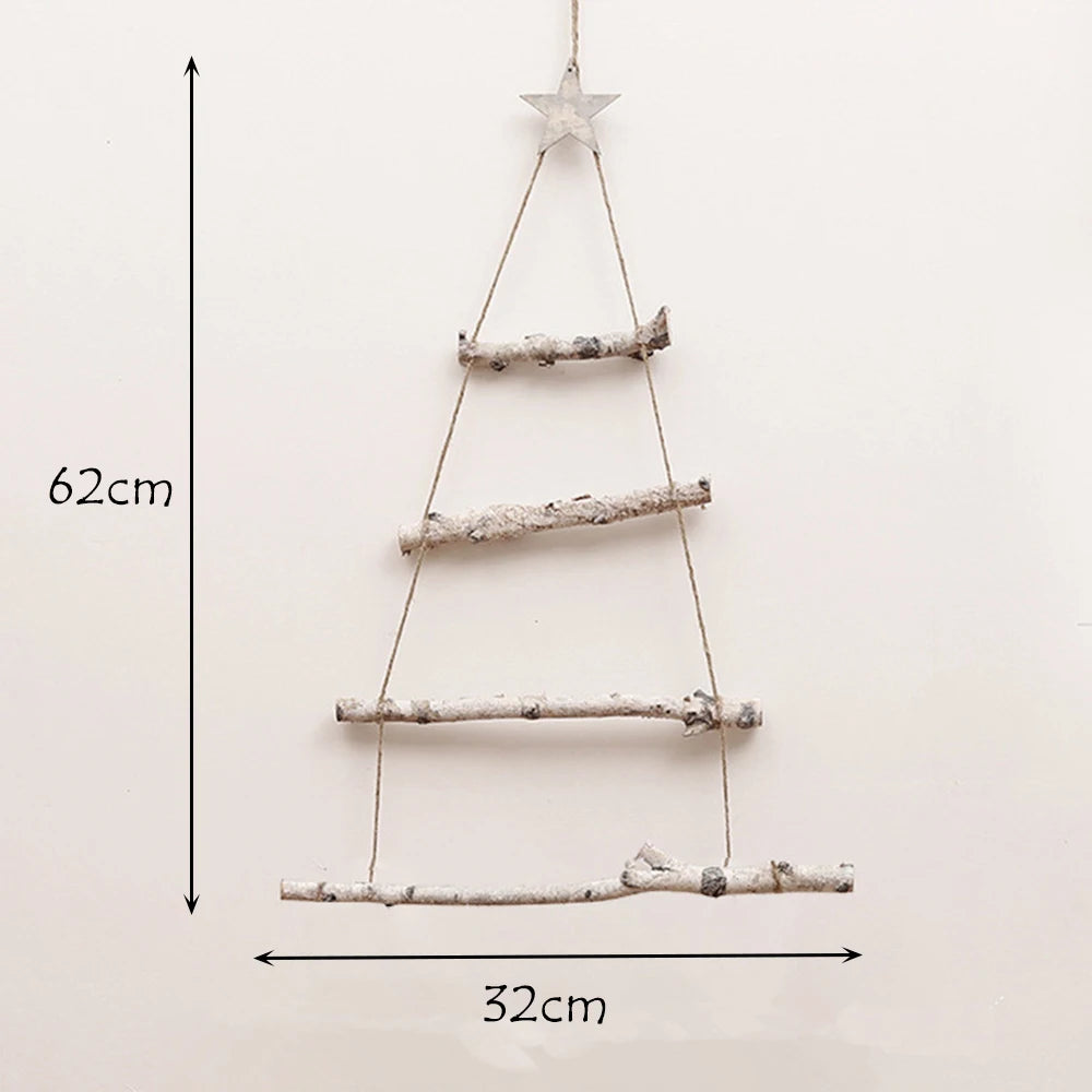 Natural Wood Branches Assembled Christmas Tree Shape Pendant