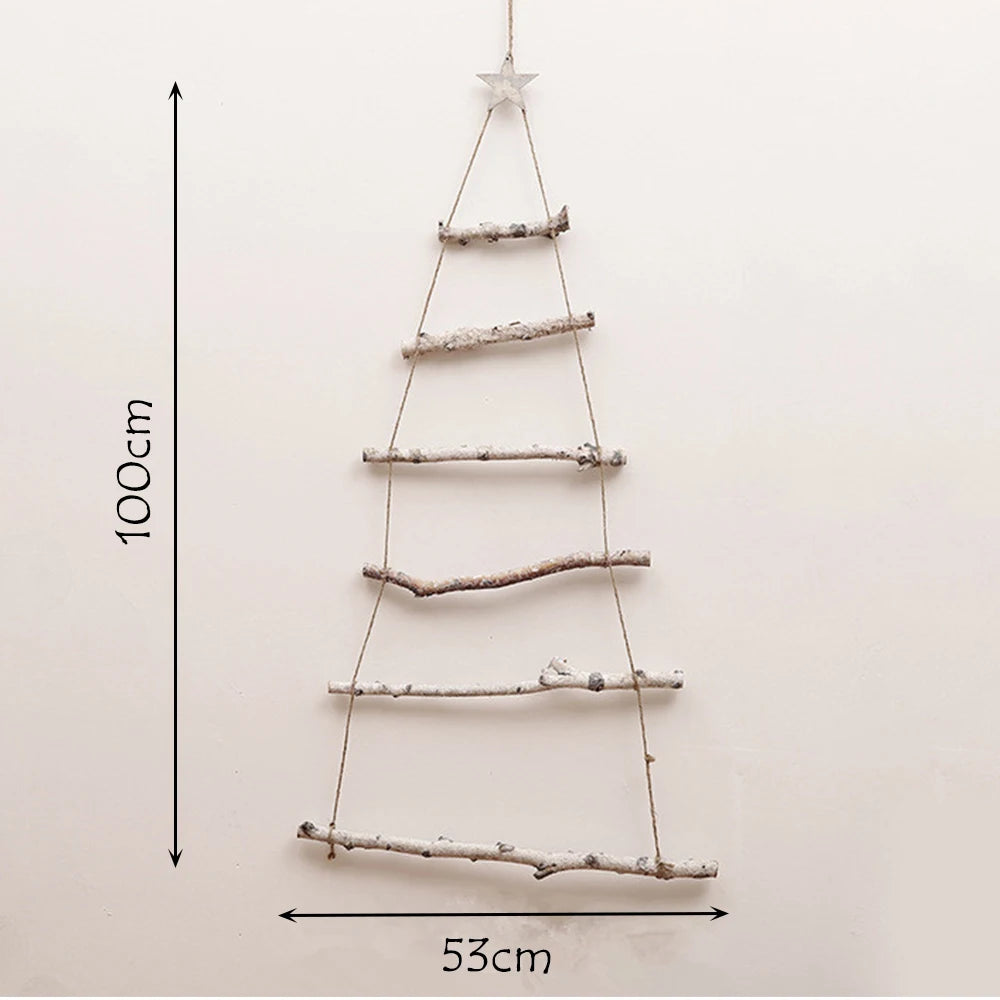 Natural Wood Branches Assembled Christmas Tree Shape Pendant