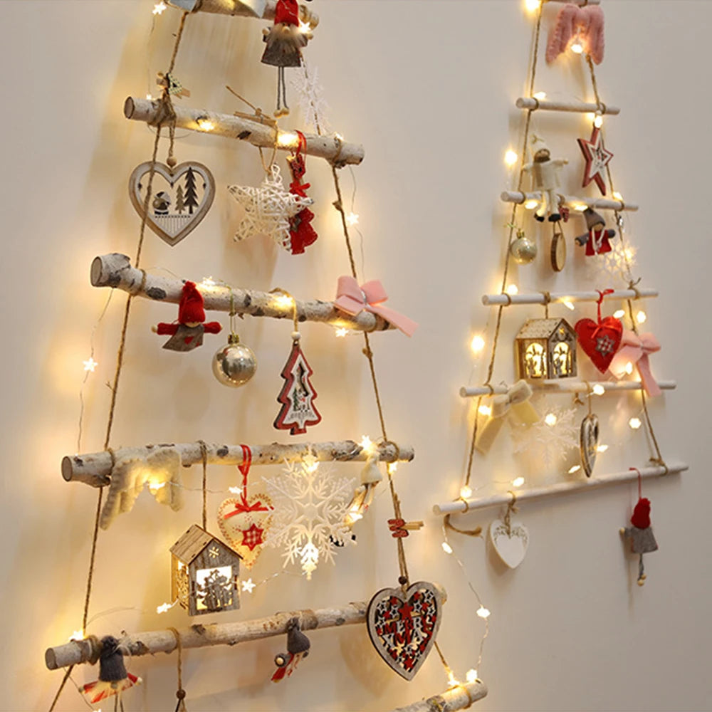 Natural Wood Branches Assembled Christmas Tree Shape Pendant