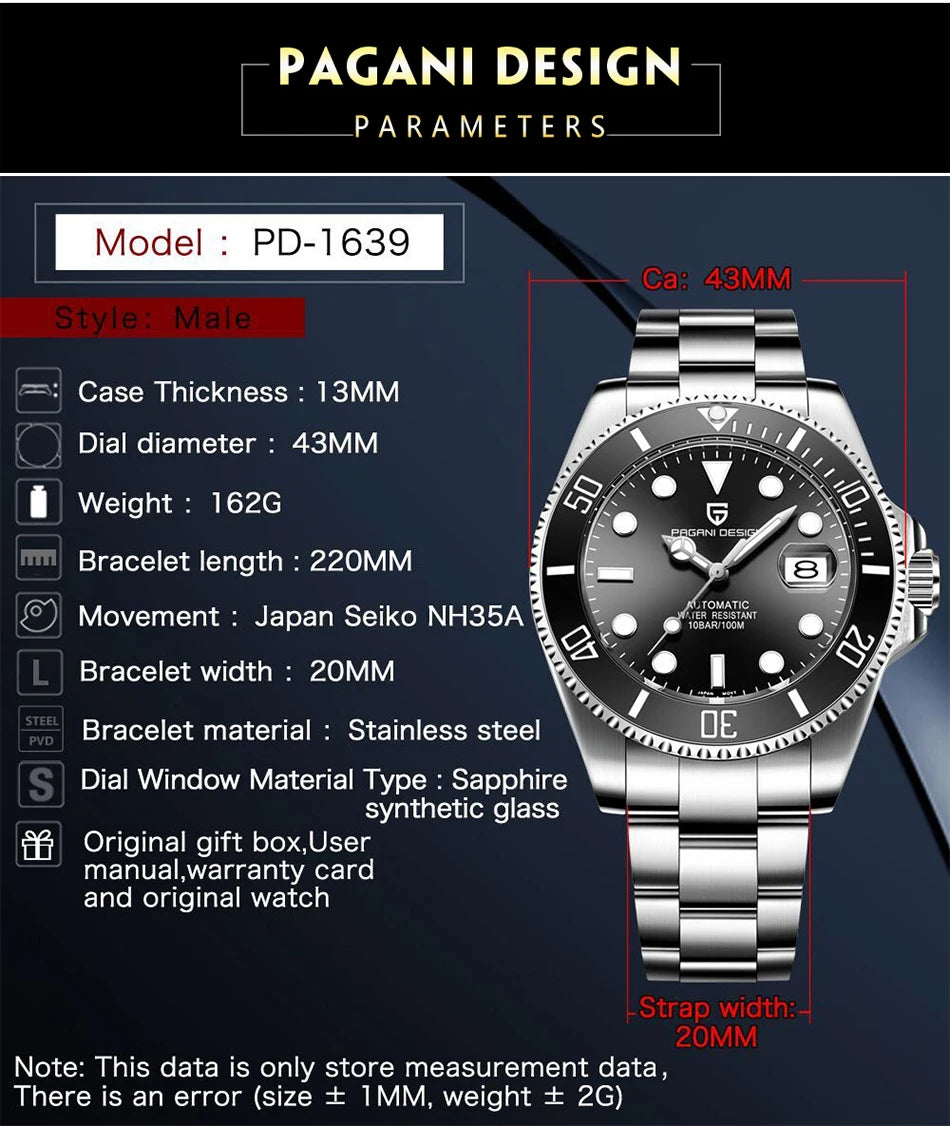 PAGANI DESIGN Luxury Automatic Men’s Watch