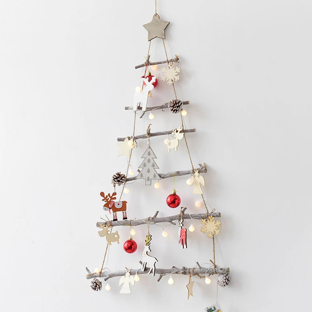 Natural Wood Branches Assembled Christmas Tree Shape Pendant