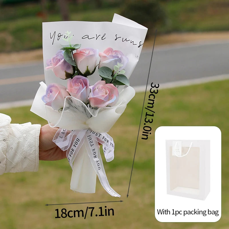 Eternal Soap Rose Bouquet Valentine Day Gifts Artificial Flowers Bouquet Graduation Bouquet Wedding Guests Gift Girlfriend Gifts