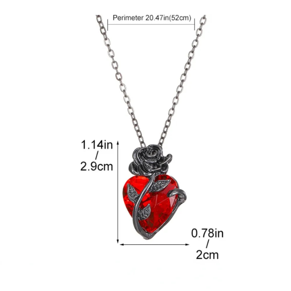 Gothic Rose Red Love Necklace