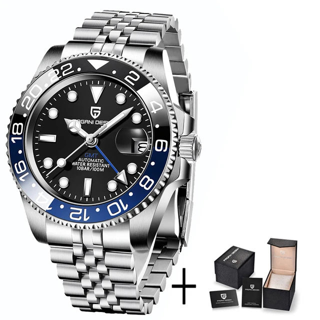 Luxury Automatic GMT Watch – 40MM Sapphire Steel Precision