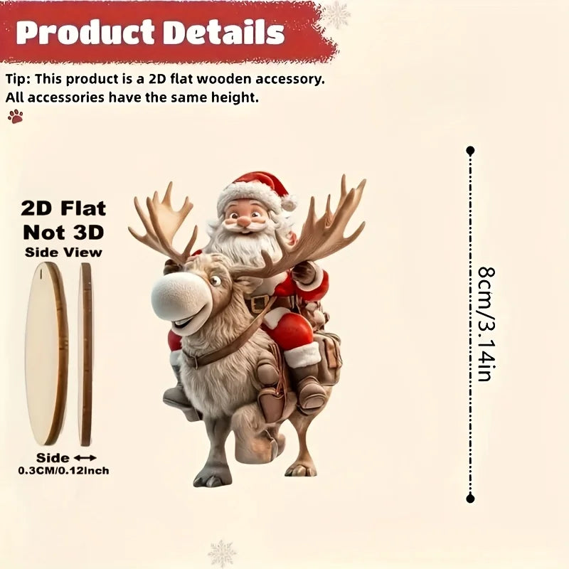 Christmas Wooden Bicycle Santa Claus Ornaments