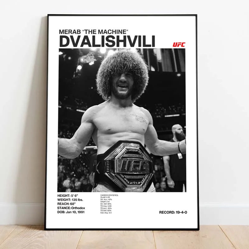 Black & White Boxing Legends Canvas Poster – Ilia Topuria