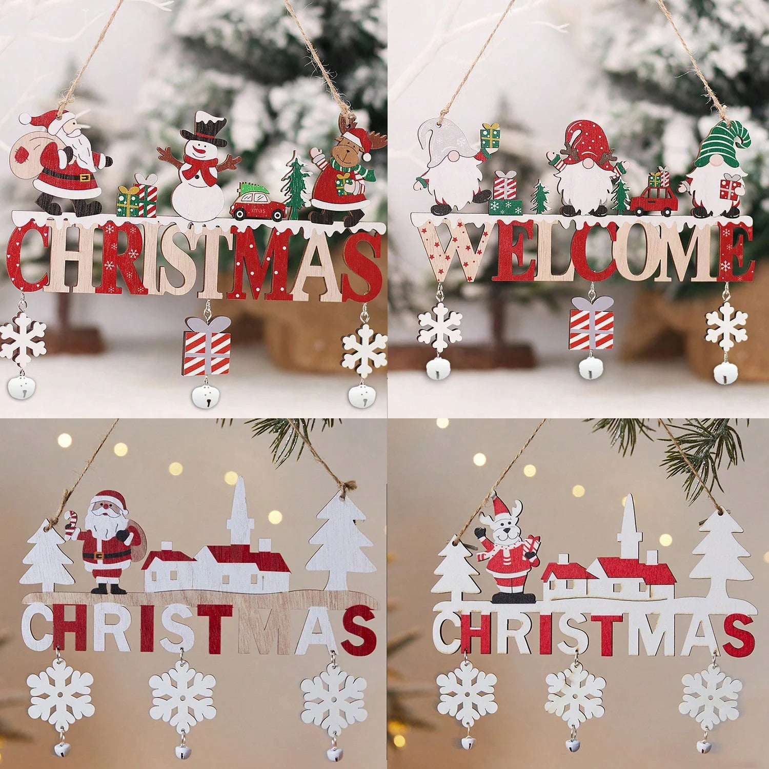 1PC Wooden Christmas Pendant