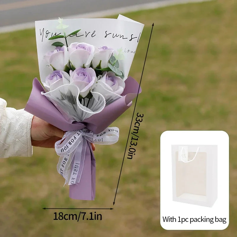Eternal Soap Rose Bouquet Valentine Day Gifts Artificial Flowers Bouquet Graduation Bouquet Wedding Guests Gift Girlfriend Gifts