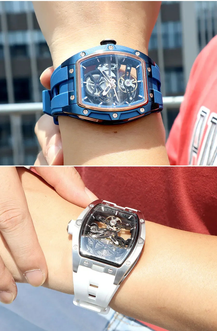 MEGIR Men's Skeleton Sport Watch