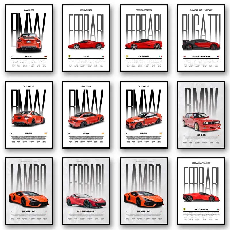 Red Performance Sports Car Canvas Wall Art