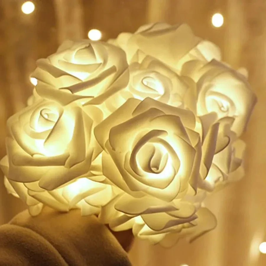 1 5M LED Flower String Lights Artificial Rose Bouquet Romantic Fairy Light Garland Valentines Day Wedding Party Decor