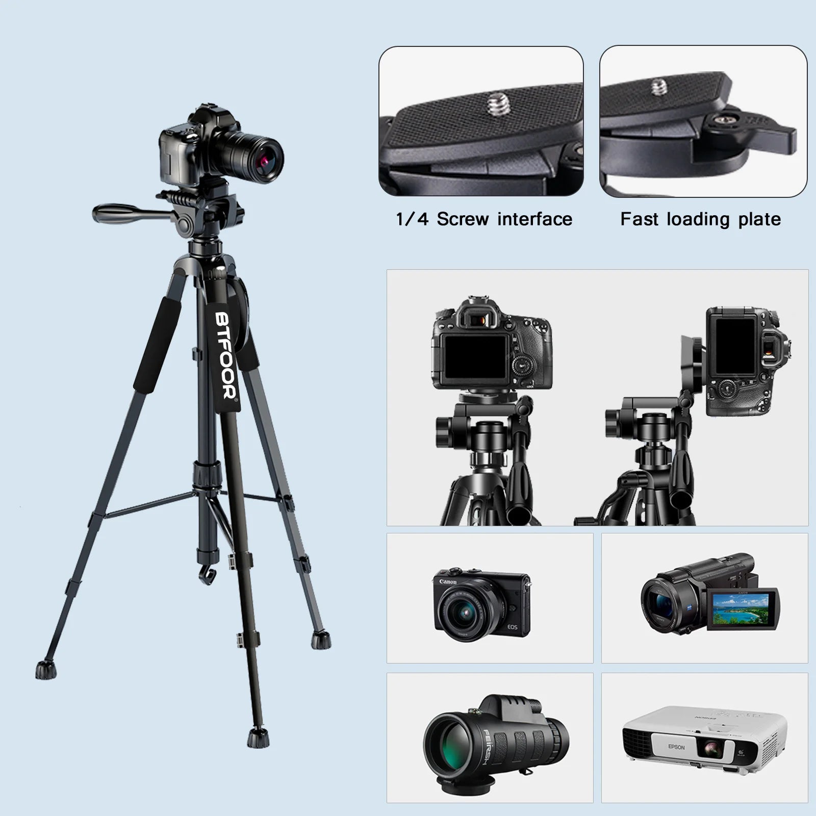 55" Aluminum Travel Self-Tripod for Cameras & Phones