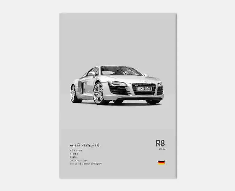 German Supercars Canvas Wall Art – RS3, R8, C8, GTR