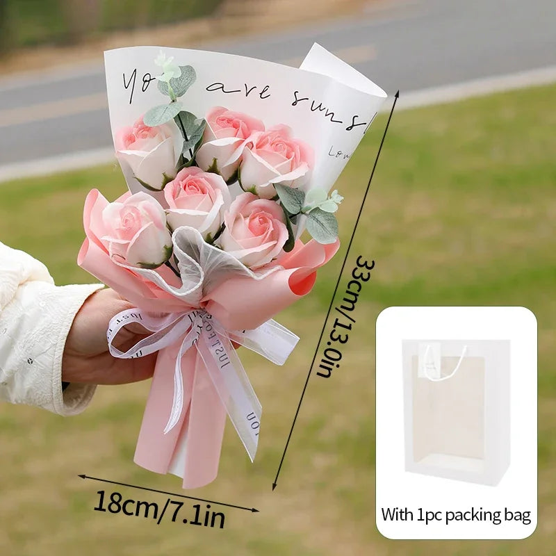 Eternal Soap Rose Bouquet Valentine Day Gifts Artificial Flowers Bouquet Graduation Bouquet Wedding Guests Gift Girlfriend Gifts