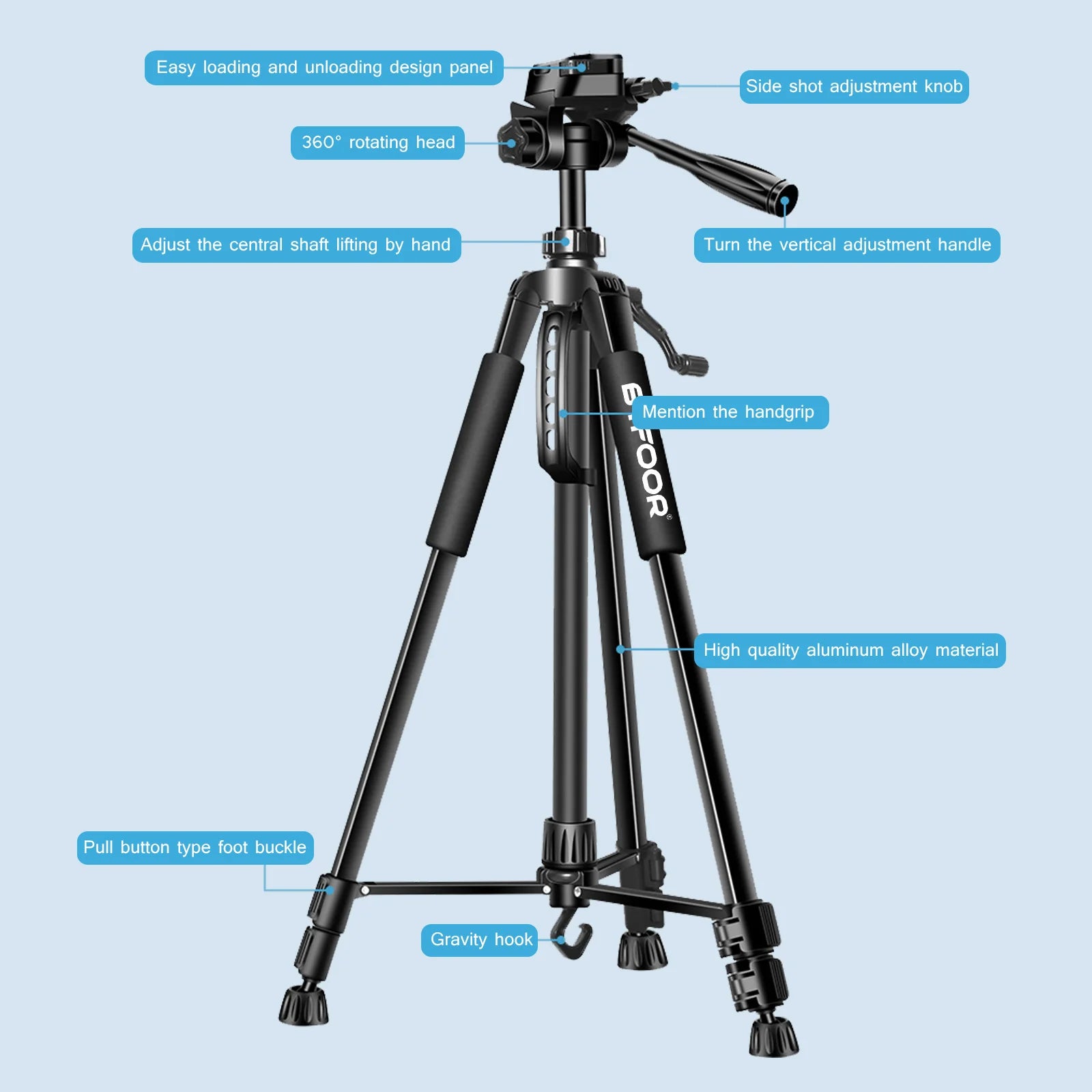 55" Aluminum Travel Self-Tripod for Cameras & Phones