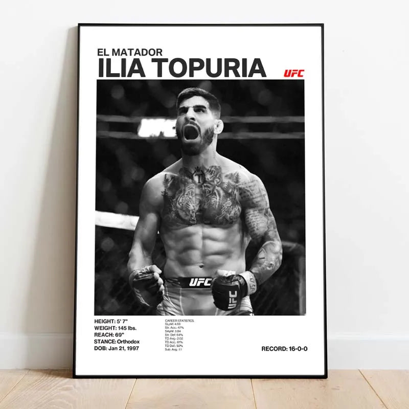 Black & White Boxing Legends Canvas Poster – Ilia Topuria