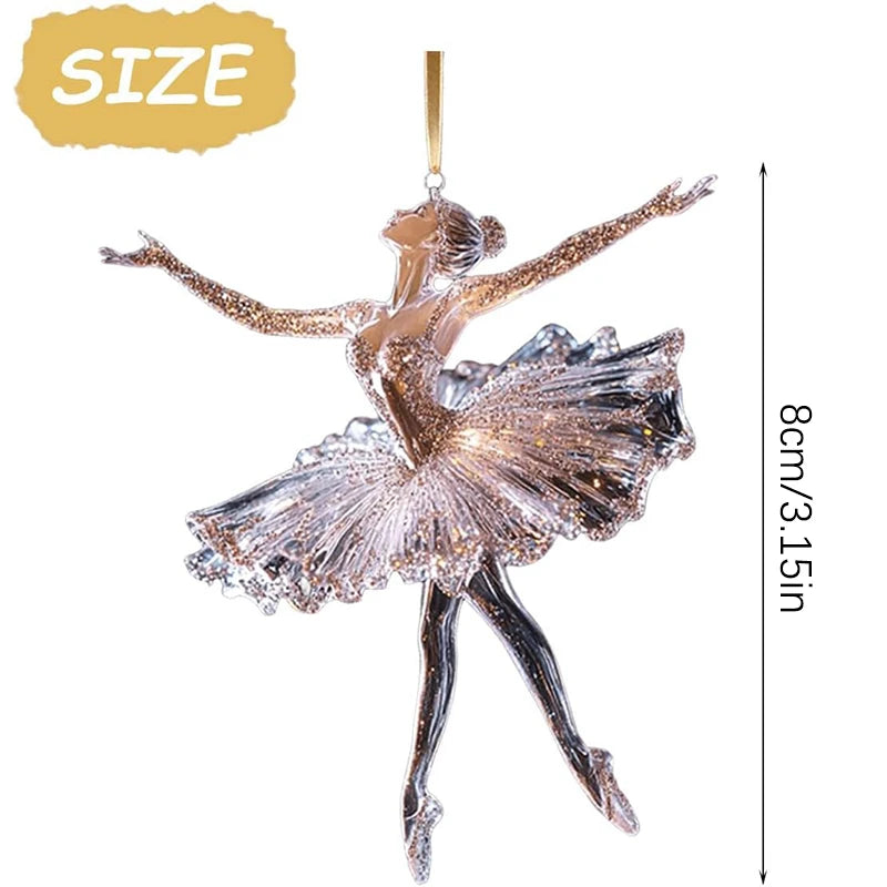 Elegant Acrylic Crystal Ballet Dancer Ornament for Christmas Tree Decoration