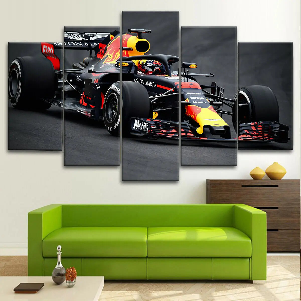 5-Piece F1 Racing Car Canvas Wall Art Set