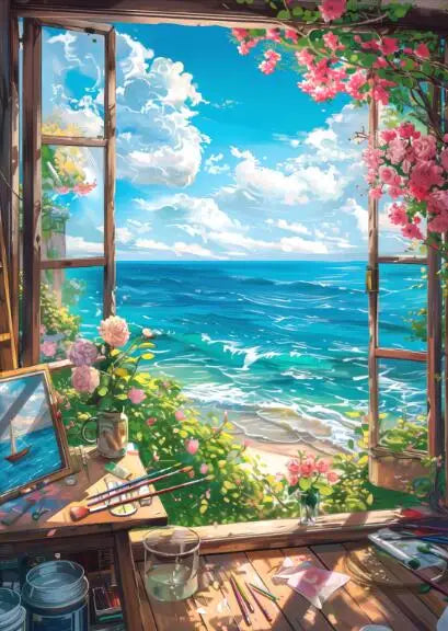 Blue Cabin Beach & Forest Canvas Wall Art