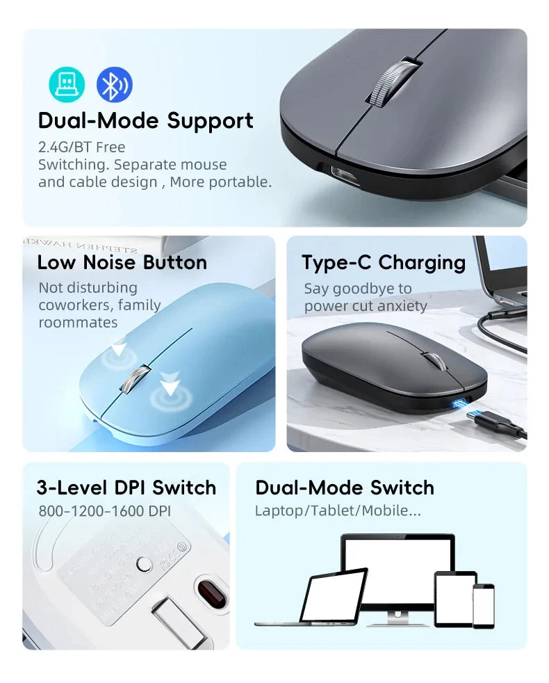 Xiaomi Wireless Mouse Type-C Charging Silent Click Portable Office Ergonomic Laptop Universal Lightweight Office Game No-Noise