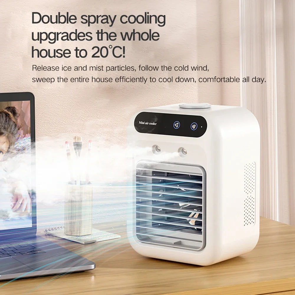 USB Mini Air Conditioning Fan & Humidifier – Portable Cooling Chiller