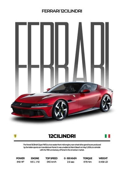 Red Performance Sports Car Canvas Wall Art