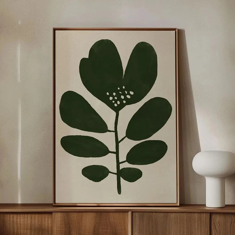 Green Botanical Leaves Canvas Wall Art