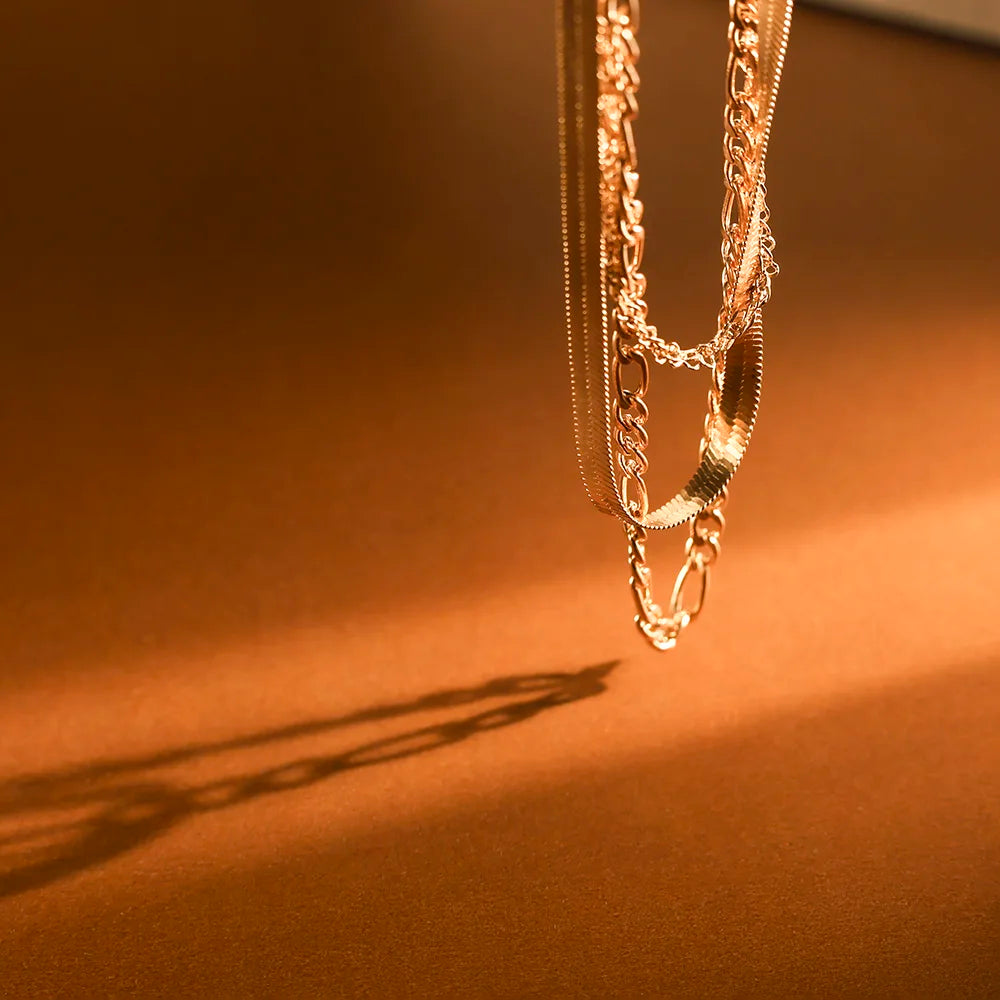 Golden Layers Statement Necklace Set