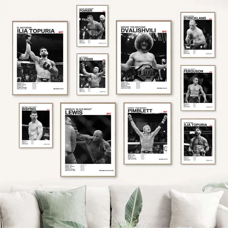 Black & White Boxing Legends Canvas Poster – Ilia Topuria