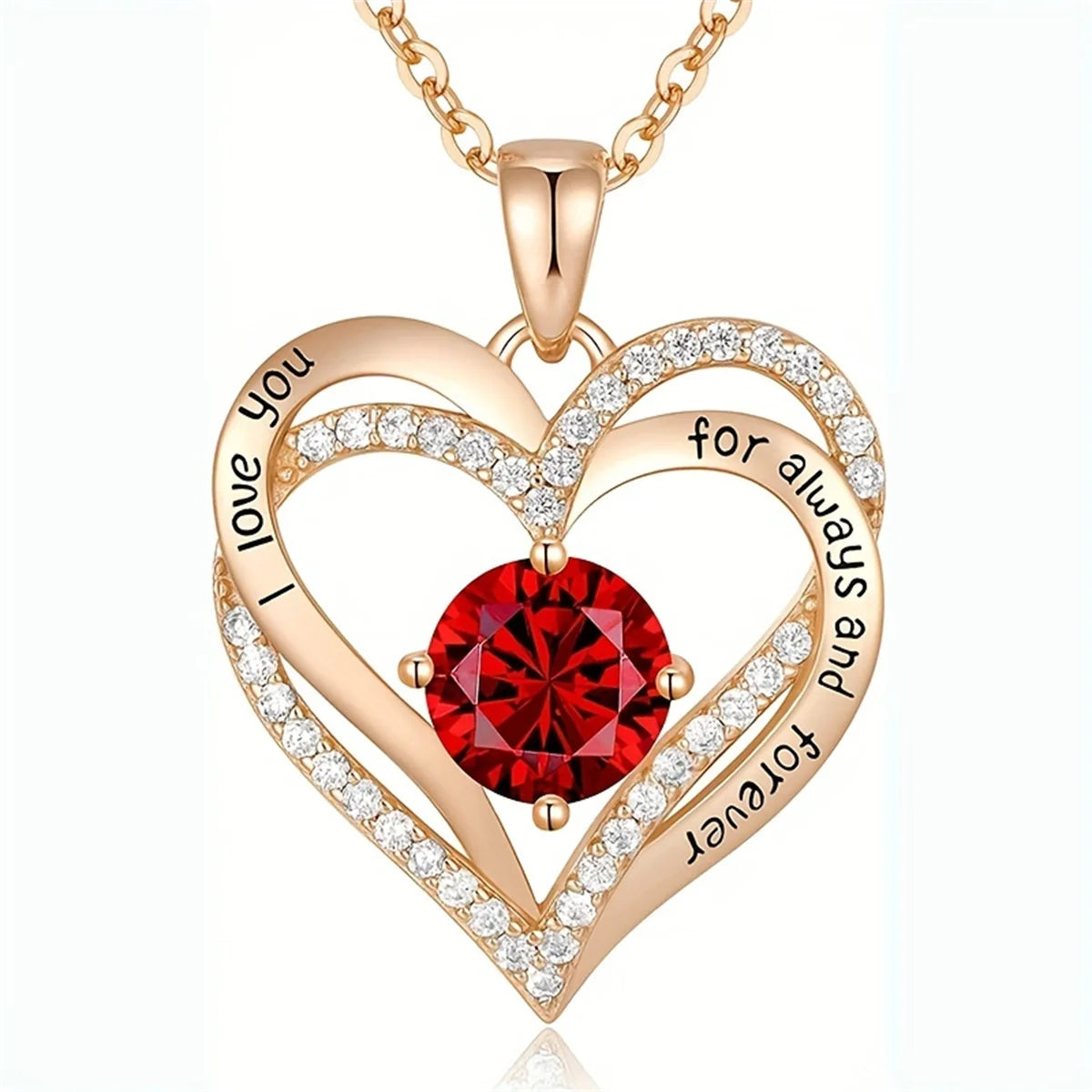 Red zircon pendant necklace