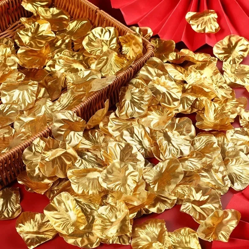 Artificial Silk Rose Petals – Multicolor & Gold