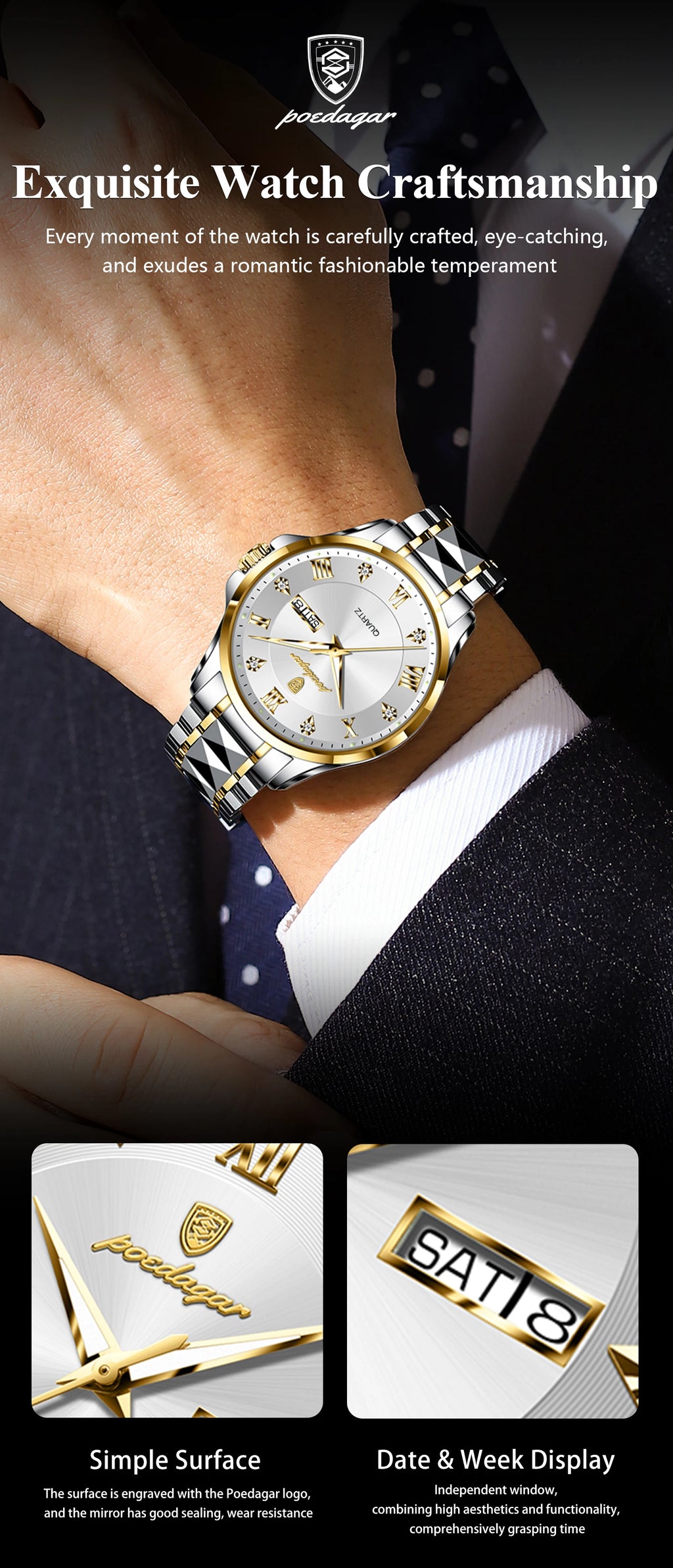 POEDAGAR Luxury Men's Quartz Watch