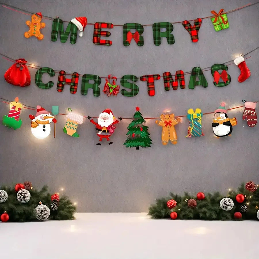 1 Set Merry Christmas Hanging Banners