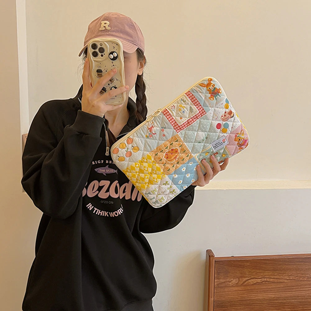 11/13/15 Inch Flower Pattern Laptop Sleeve Case Bag Shockproof Computer Cover Bag Laptop Protective Bag for MacBook Air Ipad