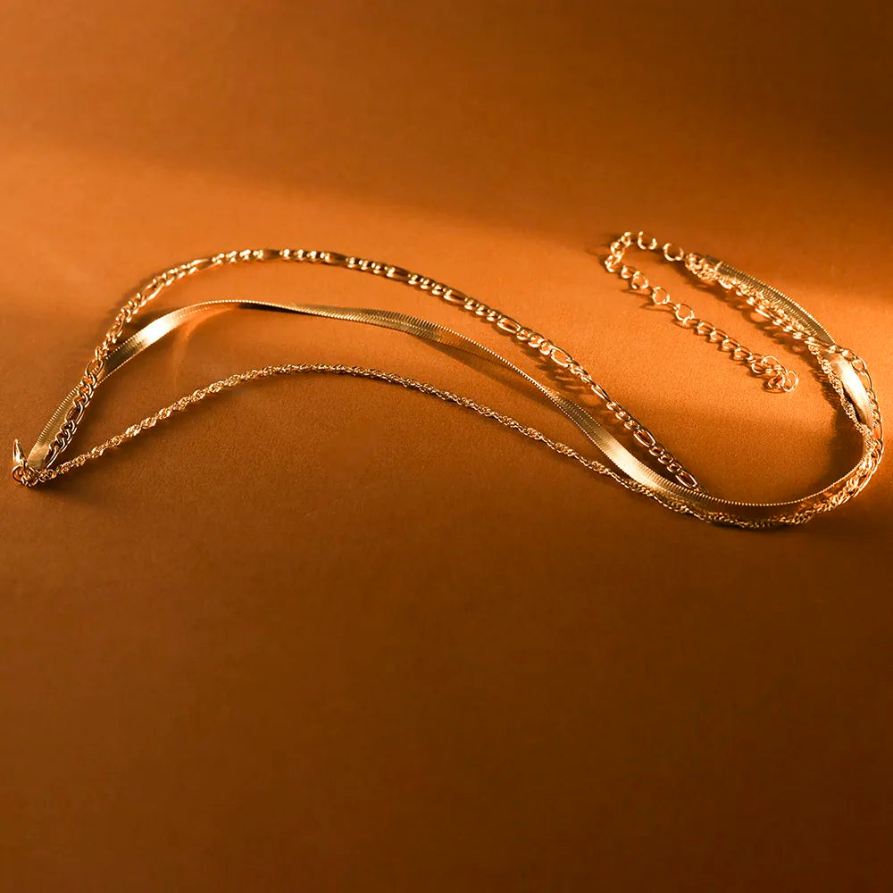 Golden Layers Statement Necklace Set