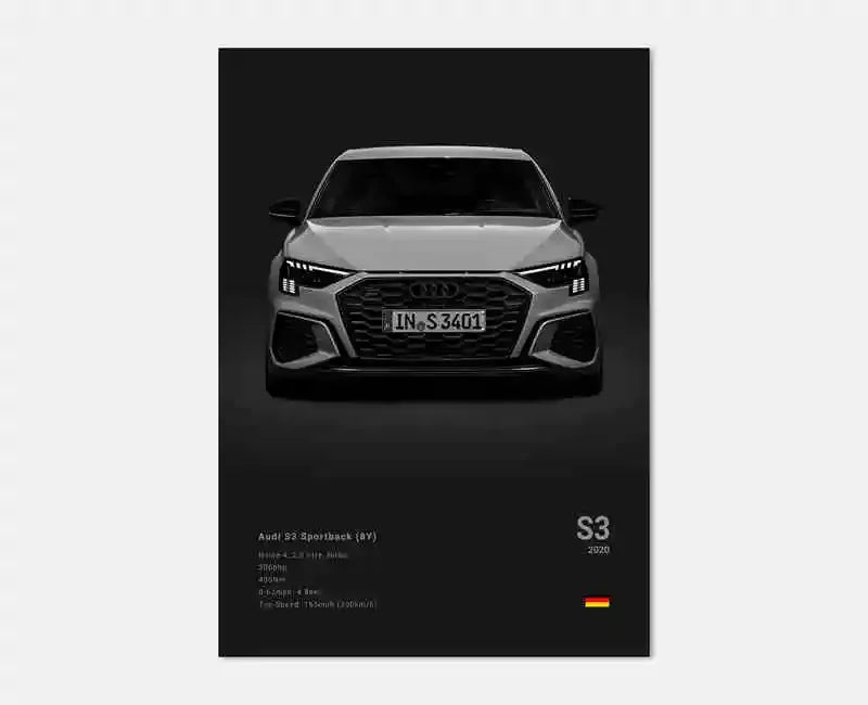 German Supercars Canvas Wall Art – RS3, R8, C8, GTR