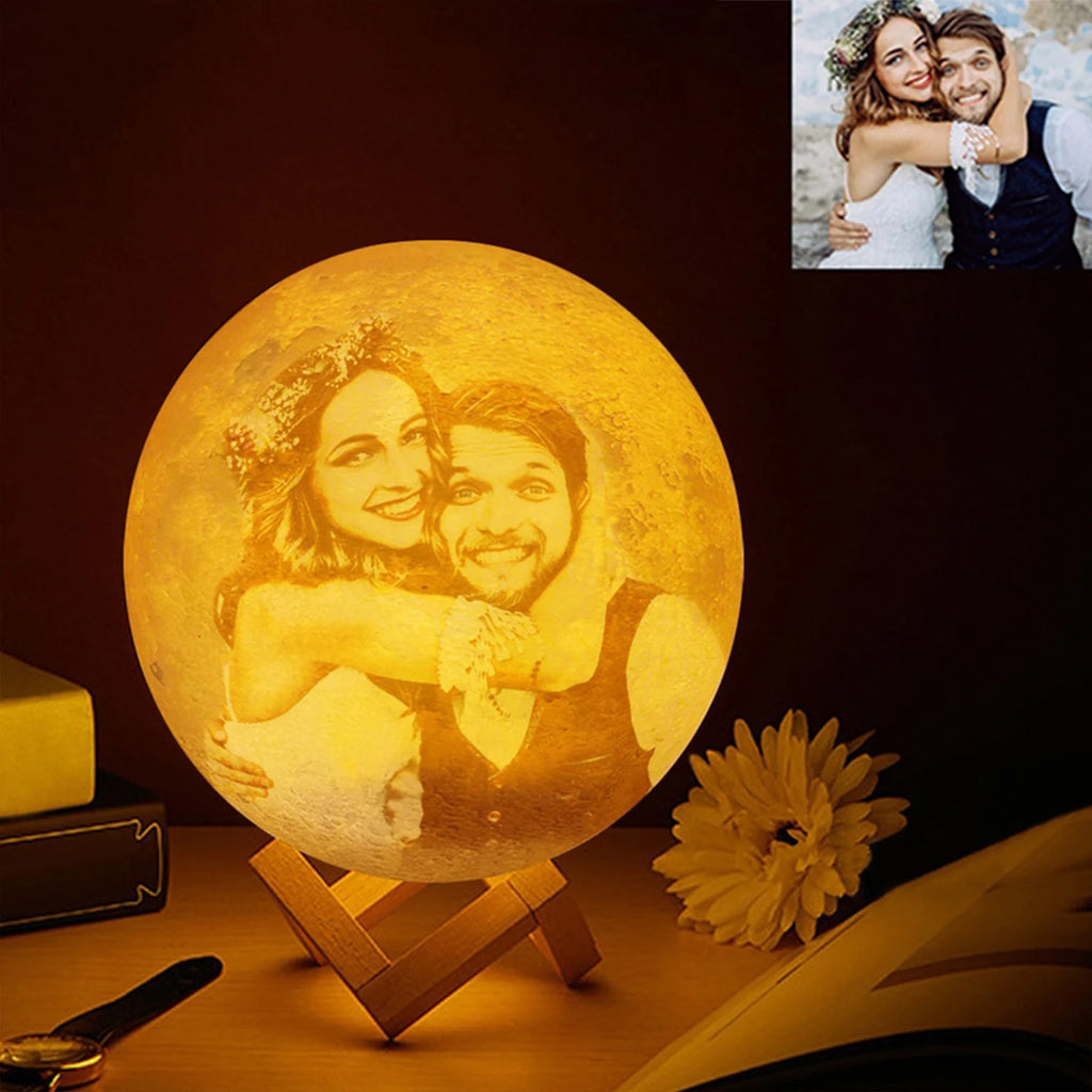 3D Printing Moon Lamp Personalized Photo Text Customized  USB Night Light Birthday Mother Day Valentine's Holiday Lunar Gift