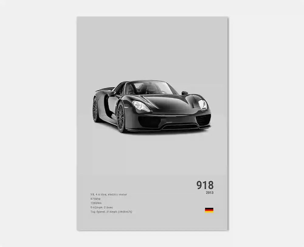 Black & White German Sports Car Canvas Poster – 911 GT3 RS Turbo
