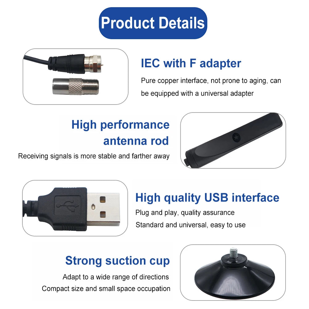4K Digital TV Antenna with Suction Cup