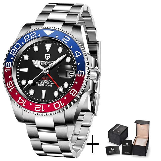 Luxury Automatic GMT Watch – 40MM Sapphire Steel Precision