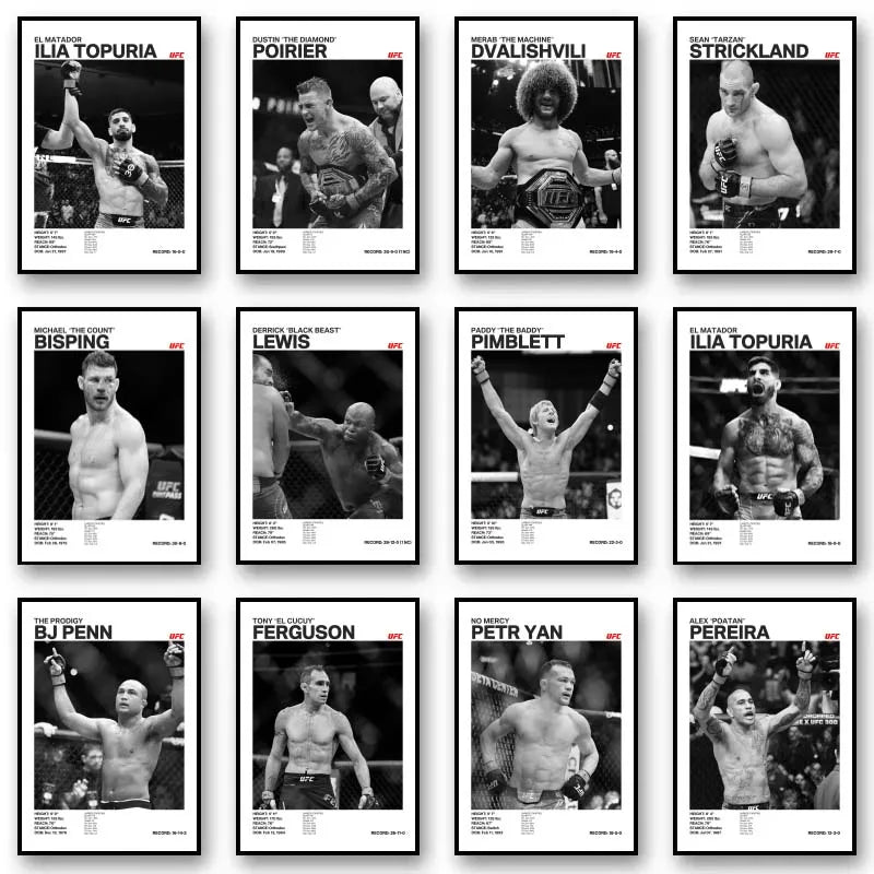 Black & White Boxing Legends Canvas Poster – Ilia Topuria