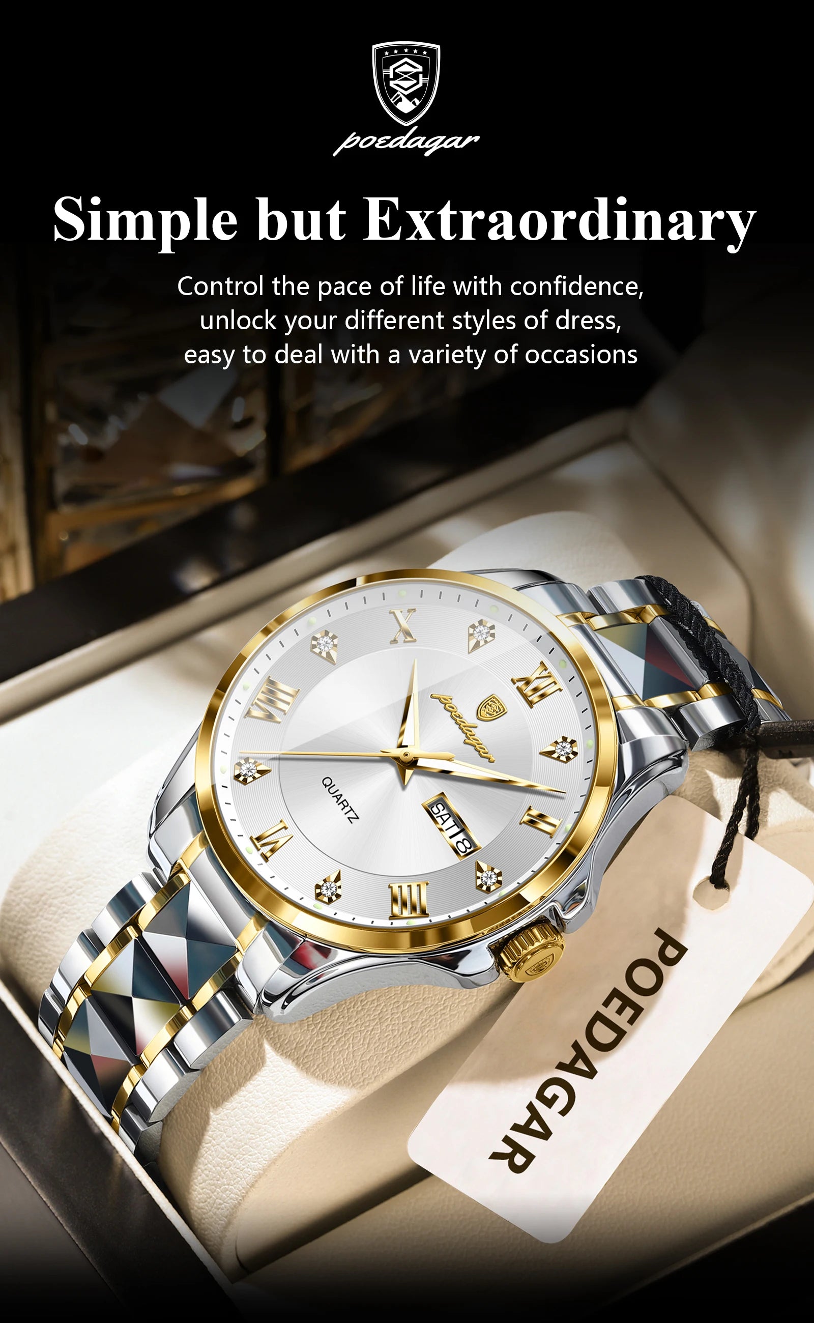 POEDAGAR Luxury Men's Quartz Watch