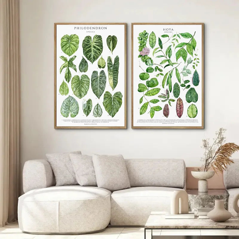 Green Botanical Leaves Canvas Wall Art