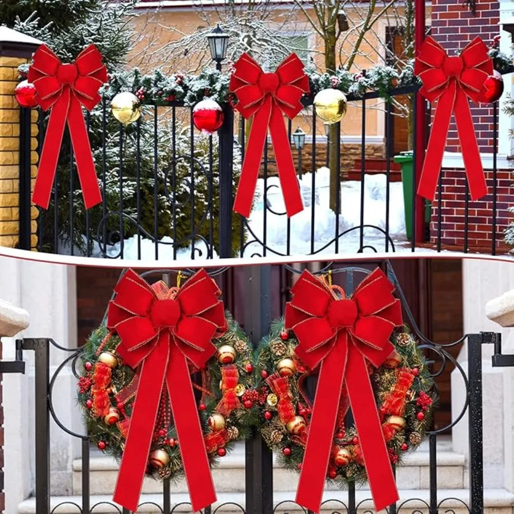 Red Christmas Bows Outdoor Decorations