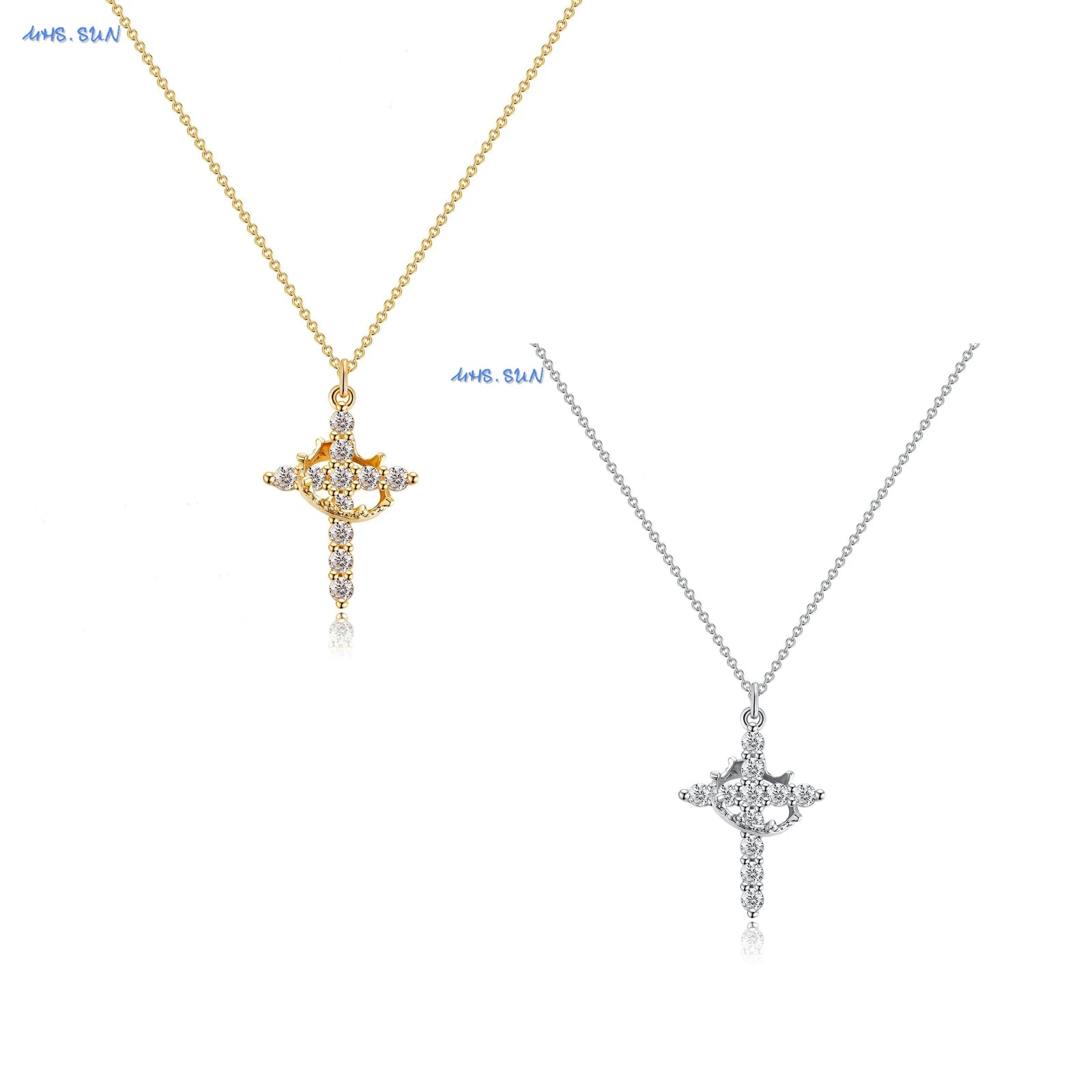 Rotatable Crown Cross Necklace