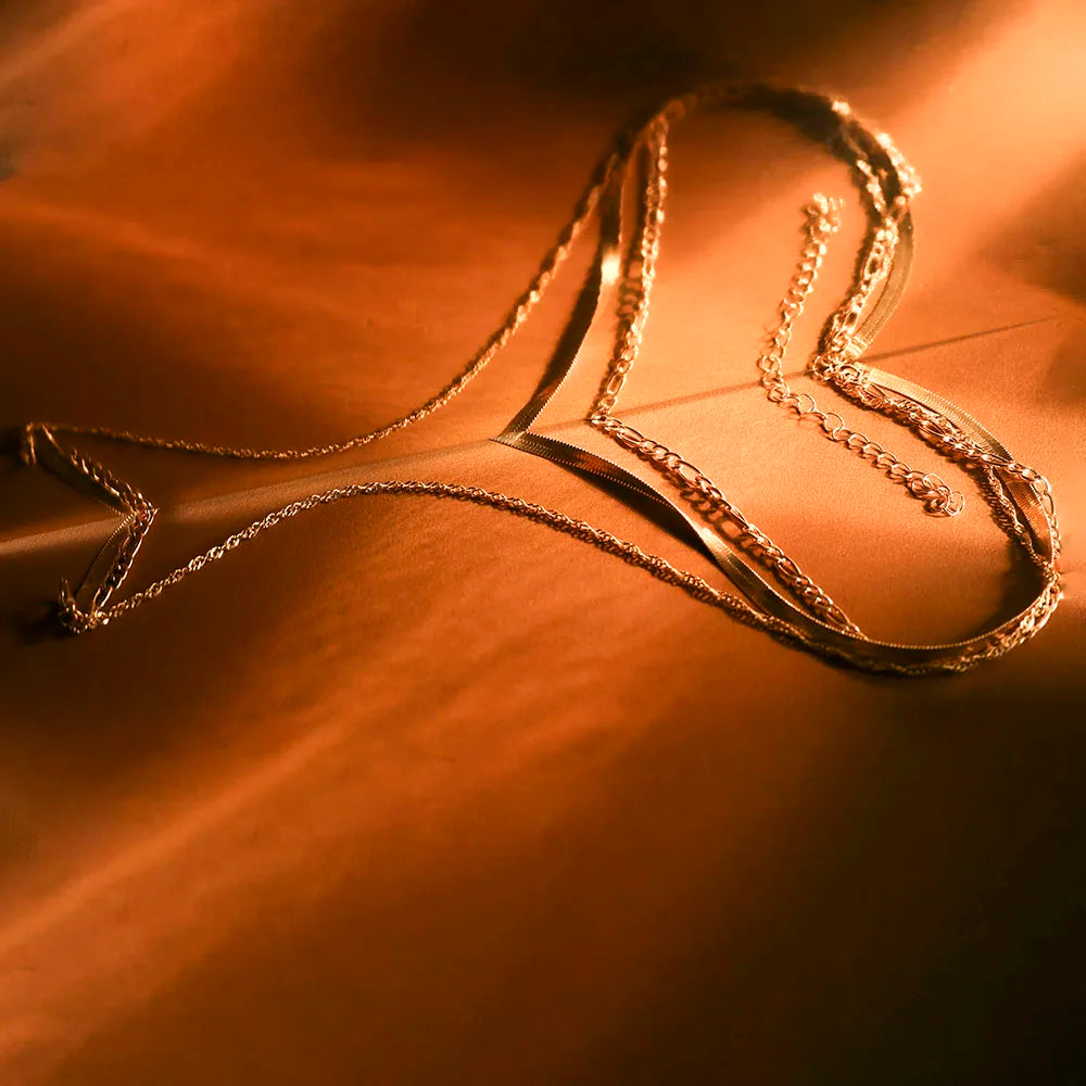 Golden Layers Statement Necklace Set