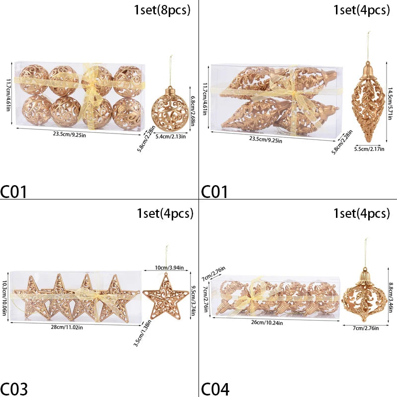 Golden Christmas Balls Plastic
