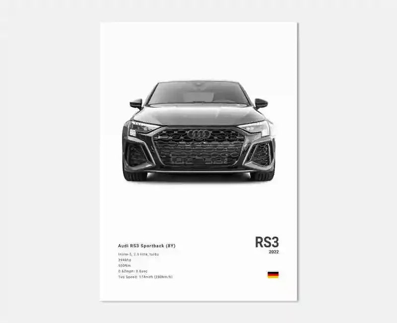 German Supercars Canvas Wall Art – RS3, R8, C8, GTR